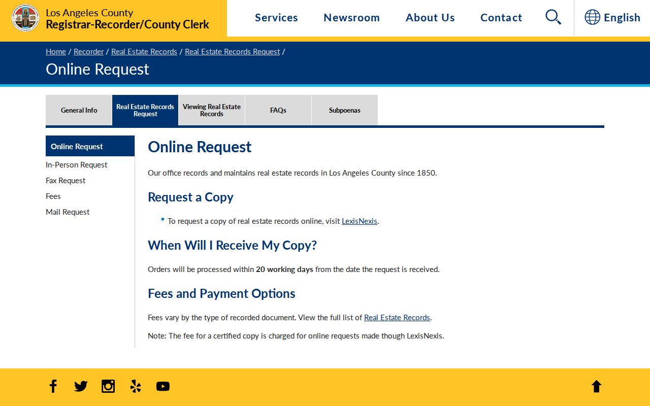 Hawthorne public records real estate copy request page