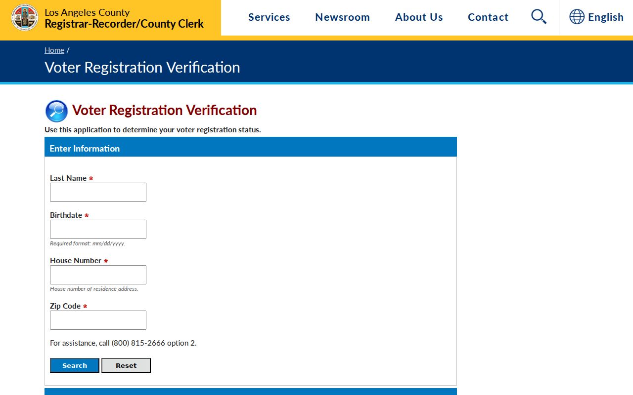 Hawthorne voter records on the Los Angeles County verification tool