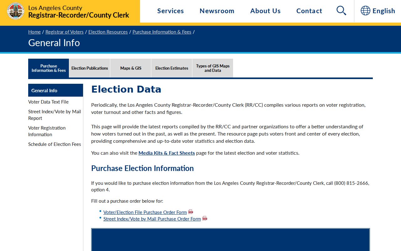 Hawthorne voter records and Los Angeles County election data fees